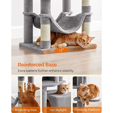 Feandrea Cat Tree 61 Inch Multi-Level Cat Condo