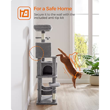 Feandrea Cat Tree 61 Inch Multi-Level Cat Condo