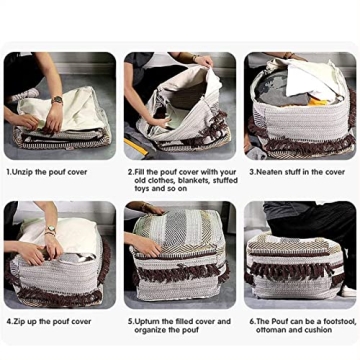 Jewderm Unstuffed Pouf Cover - Stylish Foot Stool & Storage