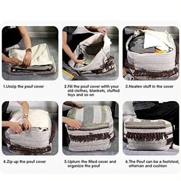 Jewderm Unstuffed Pouf Cover - Stylish Foot Stool & Storage