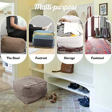 Jewderm Unstuffed Pouf Cover - Stylish Foot Stool & Storage