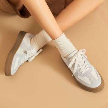 Stylish BEAU TODAY Retro Leather Sneakers for Women
