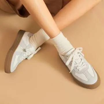 Stylish BEAU TODAY Retro Leather Sneakers for Women