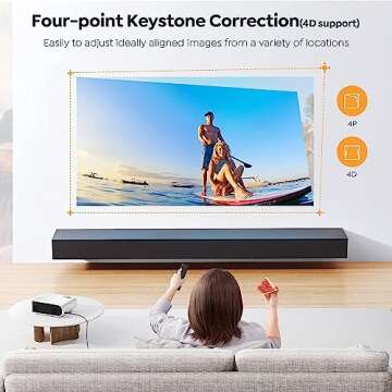 Projector with WiFi 6 and Bluetooth, YABER V8 4K Support Native 1080P Portable Outdoor Projector, 200" Max 4P/4D Keystone with Zoom Function Home Movie Projector for TV Stick/PS5/Android/iOS