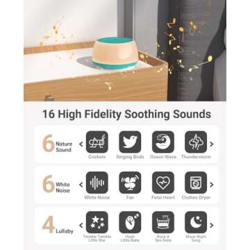 Jack & Rose White Noise Machine Baby, Baby Sound Machine Kids with Night Light, Portable White Noise Machine for Sleeping