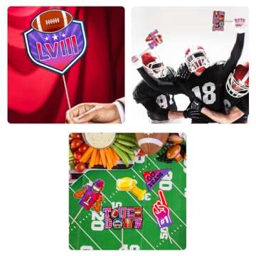 Super Football Decorations Photo Booth Props, Super Football Party Supplies Photo Props, Superbowl Party Decorations 2024 Photo Booth Props Kit, Touchdown Party Sports Theme Photobooth Props