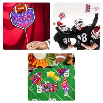 Super Football Decorations Photo Booth Props, Super Football Party Supplies Photo Props, Superbowl Party Decorations 2024 Photo Booth Props Kit, Touchdown Party Sports Theme Photobooth Props