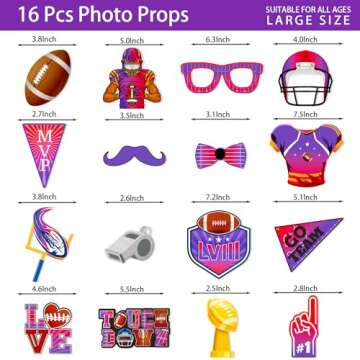 Super Football Decorations Photo Booth Props, Super Football Party Supplies Photo Props, Superbowl Party Decorations 2024 Photo Booth Props Kit, Touchdown Party Sports Theme Photobooth Props