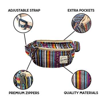 Core Hemp Fanny Pack Waist Hip Bag Handmade From Pure Hemp (OM Boho)