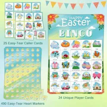 OHOME Easter Bingo Games for Kids Basket Stuffers | Easter Crafts Toys for Boys Girls Adults Teens,C...