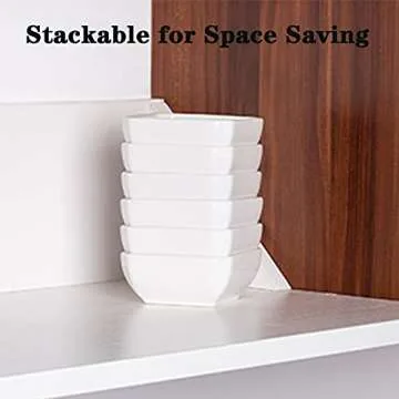 Kopmath Dip Sauce Bowls Set, 3 Oz Ultra-Strong Soy Sauce Dish, Square and Stable, Ceramic Small Bowls for Ketchup Condiment Side Dish Snack, Dishwasher Safe, Set of 6