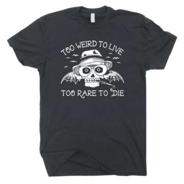 XL - Cool Book T Shirt Hunter S Thompson Shirt Too Weird to Live Too Rare to Die Tshirt Fear and Loa...