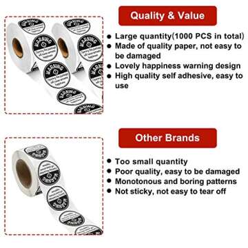 1000 Pieces Extreme Happiness Stickers Labels Round Stickers Self-Adhesive Labels Crafting Tags Arts Decorations for Festival, Business or Personal Use, 1.5 Inch (Black)