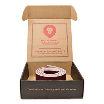 Red Label Abrasives 2 X 72 Inch 400 Grit Flexible Aluminum Oxide Multipurpose Sanding Belts for Woodworking, Leather, Rubber, Plastic, & Light Metal Working - Belt Sand Paper 6 Pack