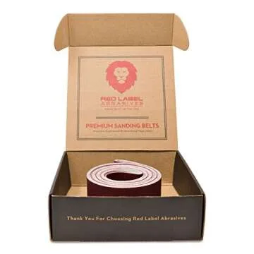 Red Label Abrasives 2 X 72 Inch 400 Grit Flexible Aluminum Oxide Multipurpose Sanding Belts for Woodworking, Leather, Rubber, Plastic, & Light Metal Working - Belt Sand Paper 6 Pack