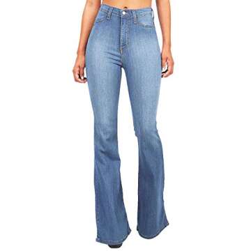 LMSXCT Flare Jeans for Women - High Waist Stretch Bell Bottom Denim