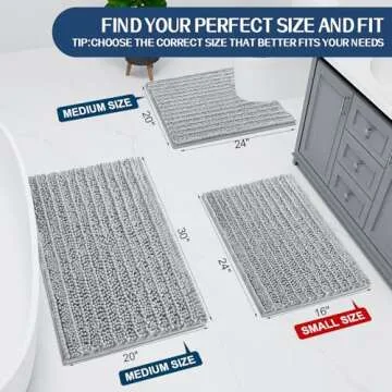 Arotive Luxury Chenille Bathroom Rug Mat, Extra Soft Thick Absorbent Shaggy Bath Rugs, Non-Slip Mach...