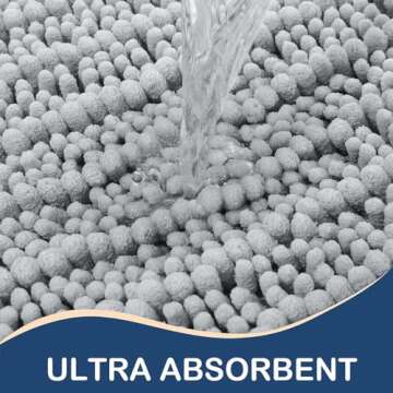 Arotive Luxury Chenille Bathroom Rug Mat, Extra Soft Thick Absorbent Shaggy Bath Rugs, Non-Slip Machine Wash Dry Plush Bath Mats for Bathroom, Shower, and Tub (24"x16", Light Grey)