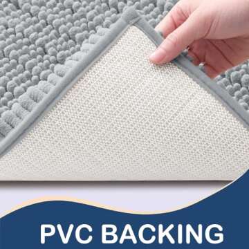 Arotive Luxury Chenille Bathroom Rug Mat, Extra Soft Thick Absorbent Shaggy Bath Rugs, Non-Slip Machine Wash Dry Plush Bath Mats for Bathroom, Shower, and Tub (24"x16", Light Grey)