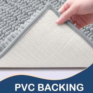 Arotive Luxury Chenille Bathroom Rug Mat, Extra Soft Thick Absorbent Shaggy Bath Rugs, Non-Slip Machine Wash Dry Plush Bath Mats for Bathroom, Shower, and Tub (24"x16", Light Grey)