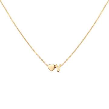 Glimmerst Initial Heart Necklace - Personalized Gold Plated Jewelry