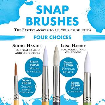 Princeton Snap White Synthetic Paint Brush Set for Acrylic and Watercolor, Includes 4 Paint Brushes