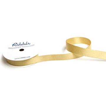 Ribbli Gold Double Faced Purl Ribbon,Luxury Glitter Ribbon,5/8 Inches x 10 Yards,Use for Gift Wrapping,Floral Arrangements,Wedding Decorations