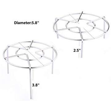 Steam Rack Cooking Ware Instant Pot Trivet Steaming Rack Stand,Round Steamer Rack Stand 2 Packs /Set, High Foot 2.5 Inch Height 3.8 Inch Height Eggs Rack Food Rack