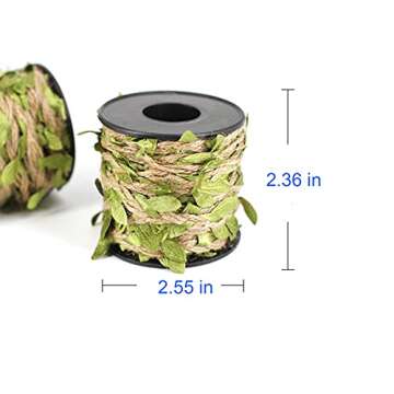 33 feet Natural Twine Green Leaf Jute 3ply 2MM Rope Hemp Burlap Ribbon String Heavy Duty Hanging Gar...