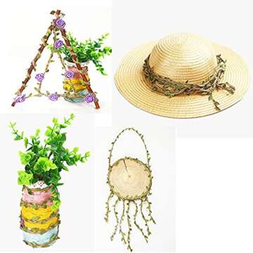 33 feet Natural Twine Green Leaf Jute 3ply 2MM Rope Hemp Burlap Ribbon String Heavy Duty Hanging Gardening Decoration or for Arts and Crafts