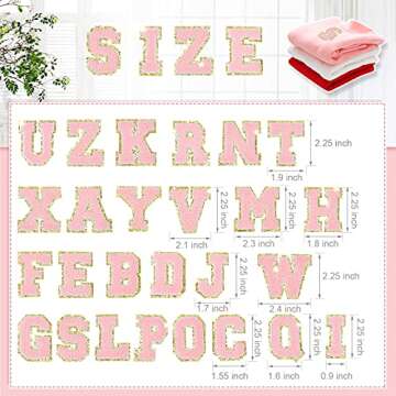 26 Pieces Glitters Patches Iron on Letters Chenille A-Z Patches Decorative Repair Embroidered Person...