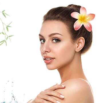 8Pcs Flower Hair Clips - Large 3.2 inch Medium Claw Clips for Thick & Thin Hair, Strong Hold Nonslip Plumeria Beach Hair Accessories