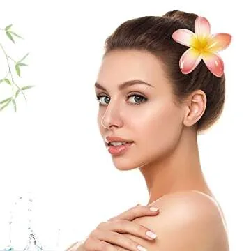 8Pcs Flower Hair Clips - Large 3.2 inch Medium Claw Clips for Thick & Thin Hair, Strong Hold Nonslip Plumeria Beach Hair Accessories