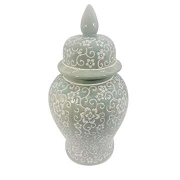 Galt International Floral Mosaic Ceramic Ginger Jar 18" w/Lid - Temple Jar Home & Kitchen Decor for ...