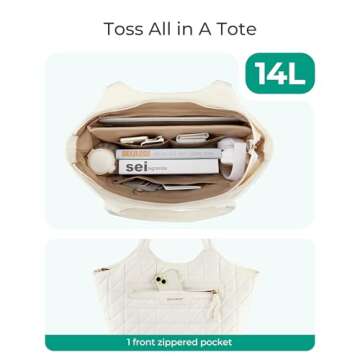 BAGSMART Lightweight Quilted Tote Bag for Women