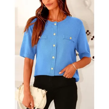 PRETTYGARDEN Women's Summer Blouse in Blue, Casual Style