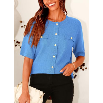 PRETTYGARDEN Women's Summer Blouse in Blue, Casual Style