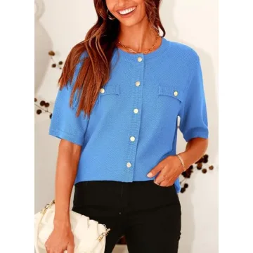 PRETTYGARDEN Women's Summer Blouse in Blue, Casual Style