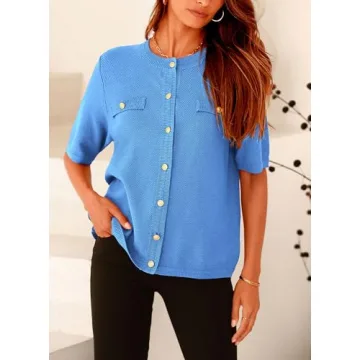 PRETTYGARDEN Women's Summer Blouse in Blue, Casual Style