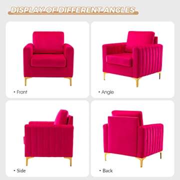HULALA HOME Velvet Accent Club Chair, Modern Velvet Armchair Upholstered Accent Club Chair Sofa Chai...