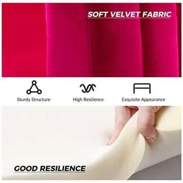 HULALA HOME Velvet Accent Club Chair, Modern Velvet Armchair Upholstered Accent Club Chair Sofa Chair with Gold Metal Legs Mid-Century Barrel Leisure Chair Comfy Reading Chair, Fuchsia