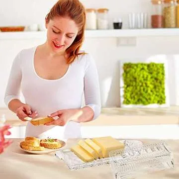 Bezrat Glass Butter Dish with Lid - Butter keeper - 100% Food Safe - Dishwasher Safe - Antique Look with the word "BUTTER" engraved on top - Fits East and West Coast butter sticks