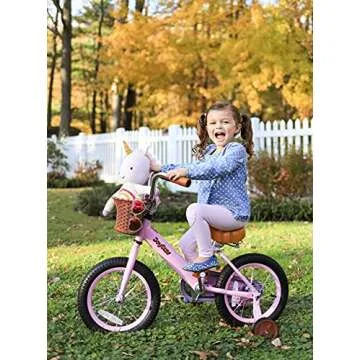 JOYSTAR 16 Inch Kids Bikes with Training Wheels & Basket, Vintage Girls Bike for Toddler of 4-7 Years, Kids Bicycles, Pink
