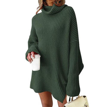 LILLUSORY Womens Turtleneck Oversized Long Sweater Dress - Plus Size Tunic Pullover Knit Fall Dresse...