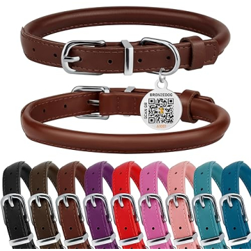 BRONZEDOG Rolled Leather Dog Collar - Stylish, Durable & Comfortable