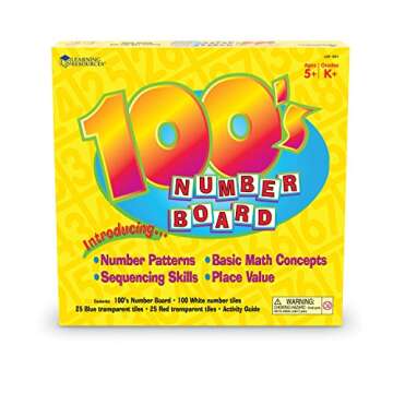 Learning Resources Hundreds Number Board, Plastic, Multi-color, 12 L x 12 W in (LER1331)