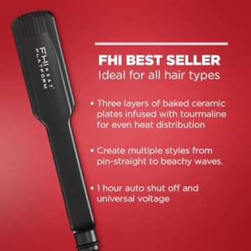 FHI HEAT Platform Pro Styling Tourmaline Hair Straightener for All Hair Types, 1 3/4 Inch