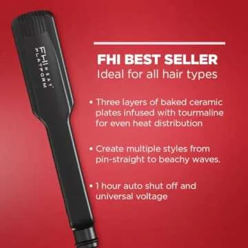 FHI HEAT Platform Pro Styling Tourmaline Hair Straightener for All Hair Types, 1 3/4 Inch