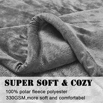 SAKIAO Fleece Blanket Throw Size Lightweight Fuzzy Plush Super Soft & Warm Cozy Luxury Couch Bed Blanket Microfiber(Grey,Throw)