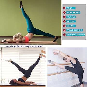 Cooque Yoga Socks for women with Non-Slip Grips Straps - for Pilates, Pure Barre, Ballet, Dance, and Barefoot Workouts